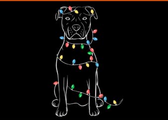 Santa Pitbull Christmas Lights SVG, Pitbull Dog Lover Xmas SVG