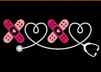 Xoxo Xo Xo Nurse Stethoscope Valentine SVG