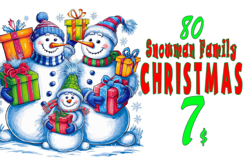 Trendy Christmas Snowman Santa Claus t-shirt design bundle of 80 designs – download instantly Retro Vintage Tee Illustration Clipart Bundle