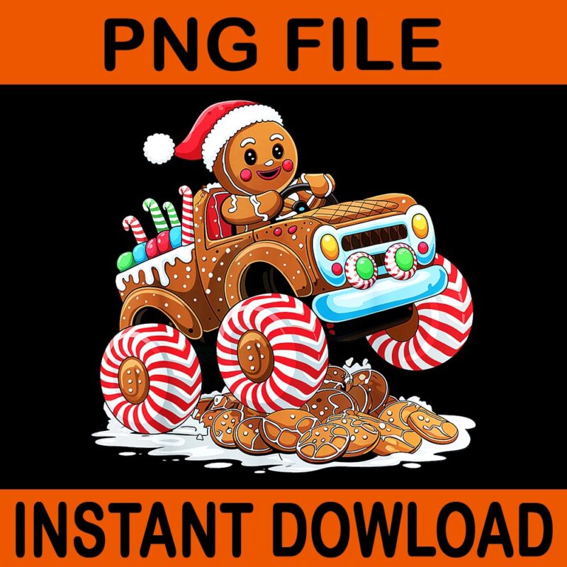 Monster Truck Gingerbread Man Christmas Baking PNG, Truck Gingerbread Man Christmas