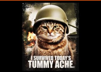 I Survived Today’s Tummy Ache Cat Meme PNG t shirt design for sale