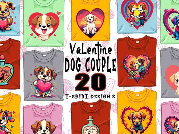 20 retro valentines day lovely dog couple in love t-shirt design bundle 20 retro valentines day lovely dog couple in love t-shirt design bundle
