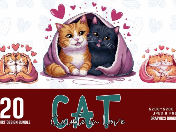 Colourful valentines day cat in love t-shirt design bundle of 20 designs – download instantly retro vintage t-shirt Colourful valentines day cat in love t-shirt design bundle of 20 designs – download instantly retro vintage t-shirt