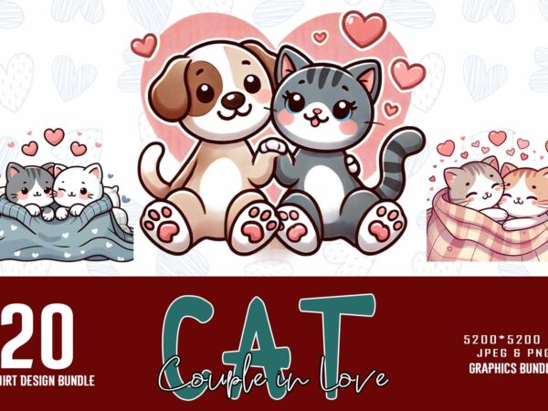 Retro valentines day lovely cat in love t-shirt design bundle Retro valentines day lovely cat in love t-shirt design bundle