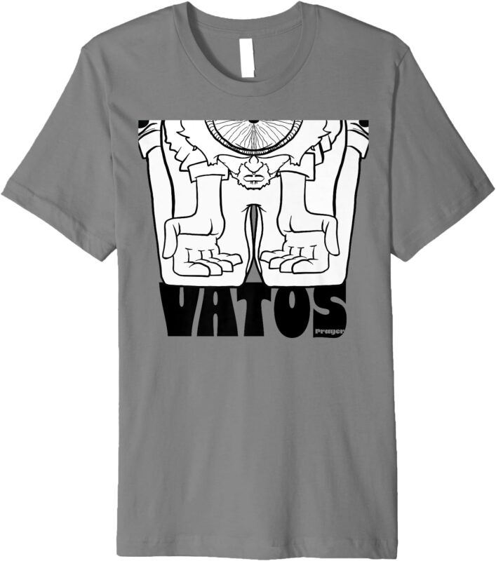 _Vatos Prayer – Bold Black and White Line Art Design_ Premium T-Shirt