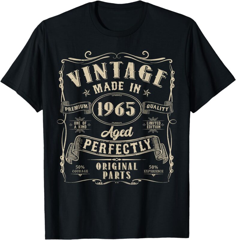 Vintage 60th Birthday Decorations Men Funny 1965 60 Birthday T-Shirt