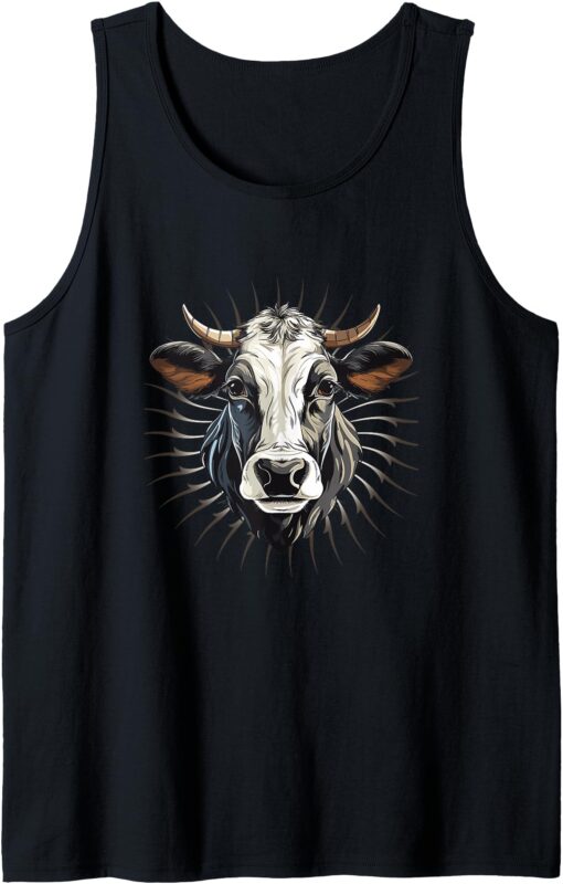 Vintage Cow Head Gifts Cow Farmer & Rancher Tank Top