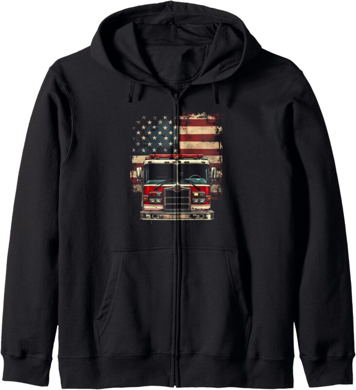 Vintage Fire Engine Zip Hoodie