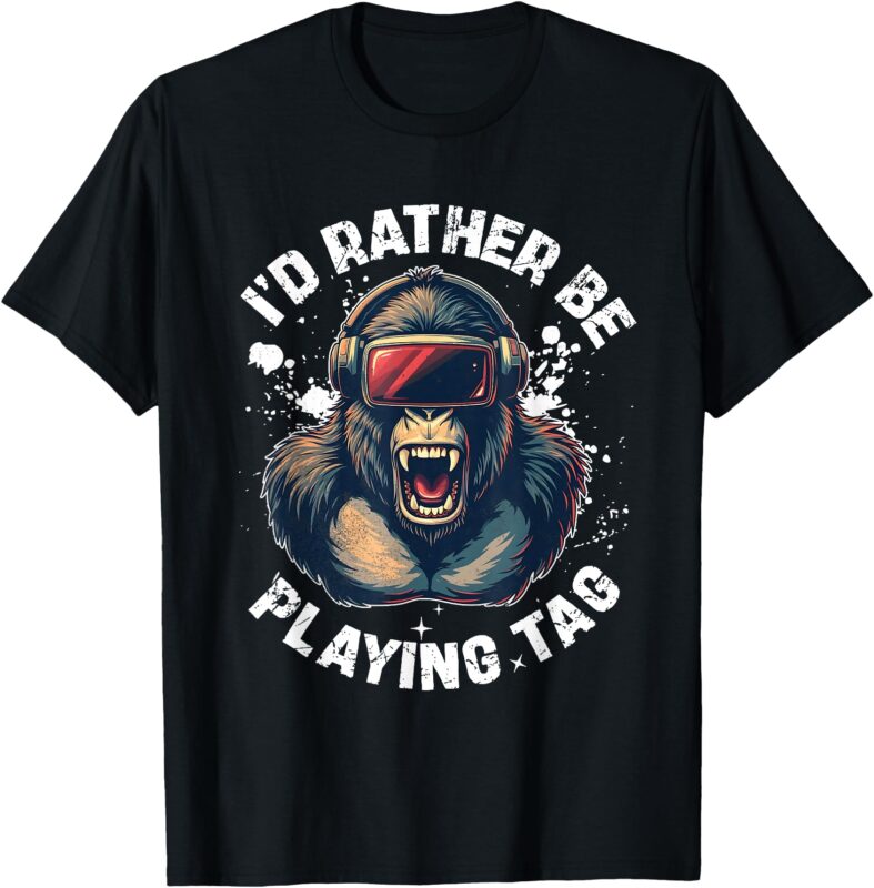 Vintage VR Gamer Gorilla – I’d Rather Be Playing Tag Gorilla T-Shirt