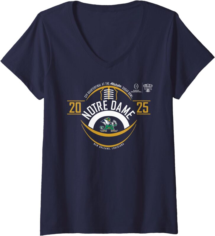 Womens Notre Dame Fighting Irish Sugar Bowl CFP 2024-2025 Football V-Neck T-Shirt