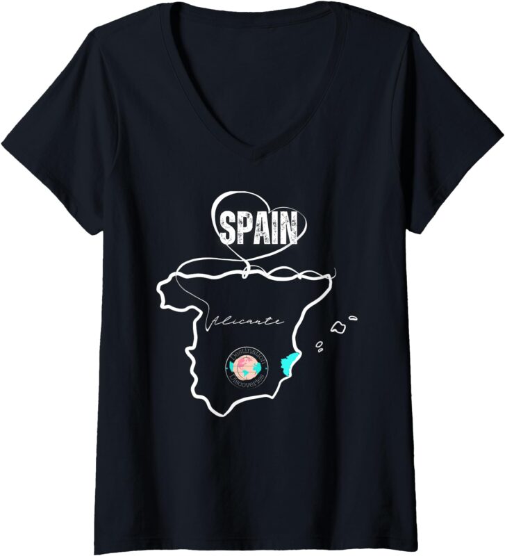 Womens Women Destination Discoveries Tabarca Alicante Spain V-Neck T-Shirt