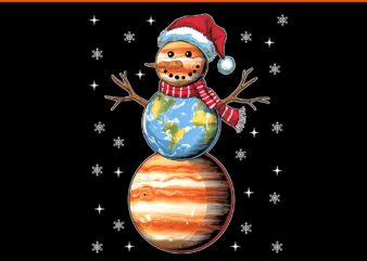 Planets Snowman Space Christmas Astronomy PNG, Snowman Christmas PNG t shirt illustration