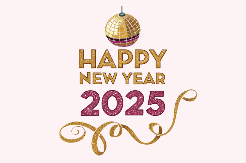 Glitter Gold Happy New Year 2025