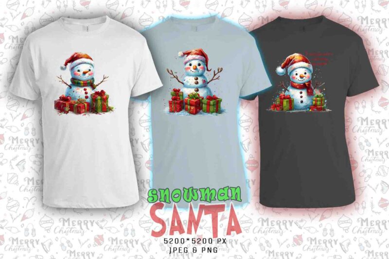 Retro Christmas Snowman Santa Claus t-shirt design bundle of 20 designs download instantly Retro Vintage T-shirt Illustration Clipart Bundle