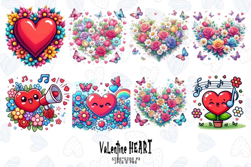 Popular Valentines Day Heart Love Shape t-shirt design bundle of 20 designs – download instantly