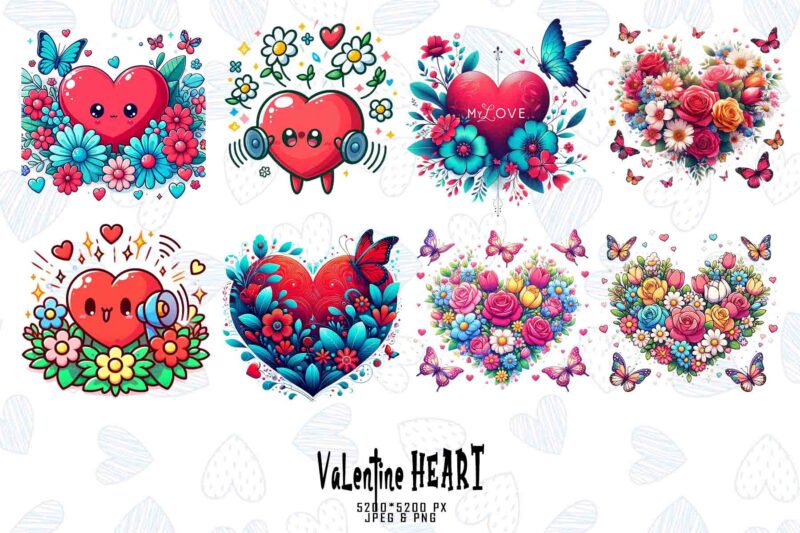 Retro Valentines Day Lovely Heart t-shirt design bundle of 20 designs – download instantly Retro Vintage T-shirt Bundle