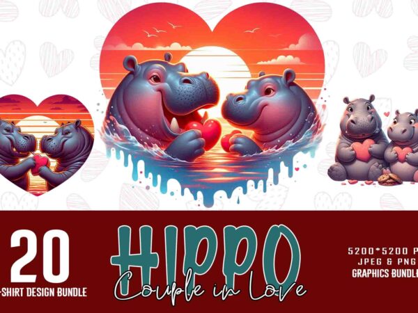 Trendy valentines day hippo in love t-shirt design bundle of 20 png & jpeg designs – download instantly retro vintage t-shirt Trendy valentines day hippo in love t-shirt design bundle of 20 png & jpeg designs – download instantly retro vintage t-shirt
