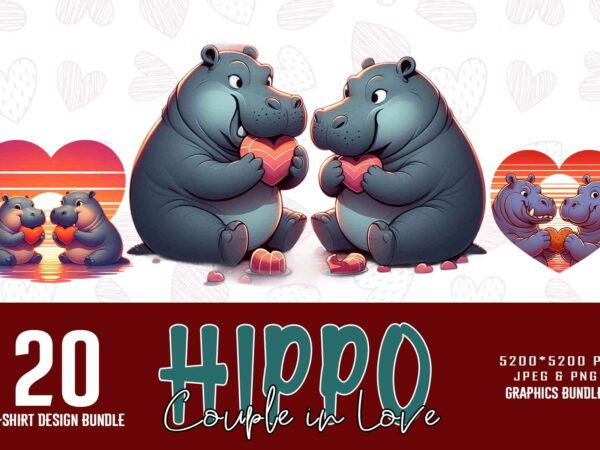 Colourful valentines day hippo in love t-shirt design bundle of 20 designs – download instantly retro vintage t-shirt bundle Colourful valentines day hippo in love t-shirt design bundle of 20 designs – download instantly retro vintage t-shirt bundle