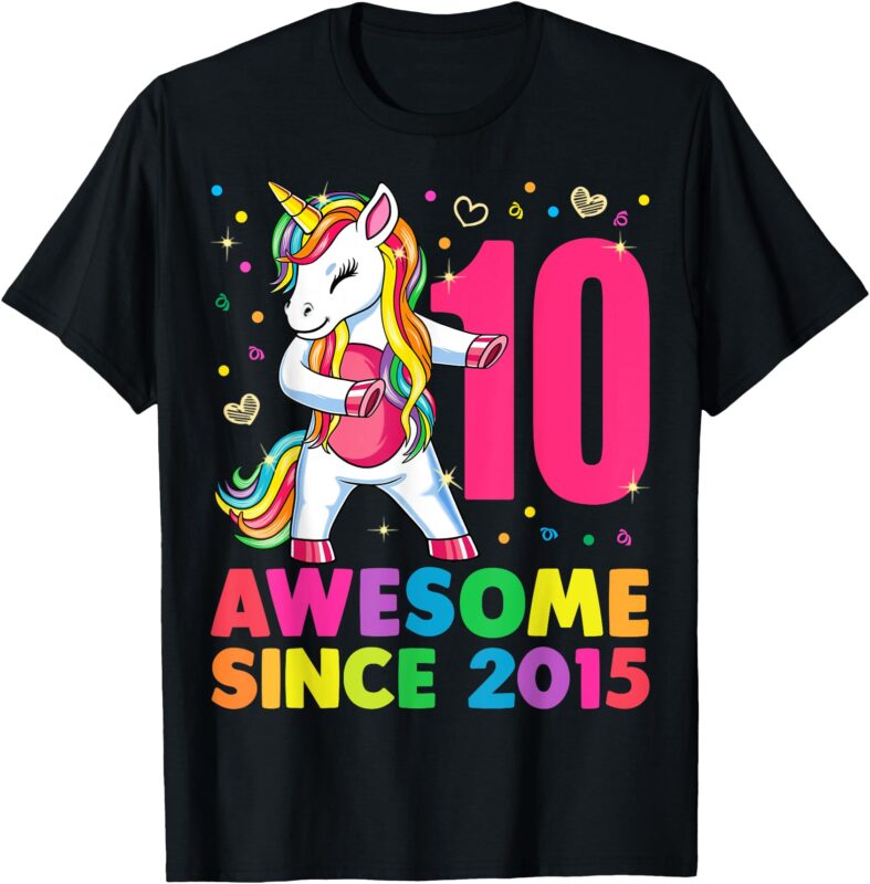 10 Years Old Unicorn Flossing 10th Birthday Girl Gift Party T-Shirt