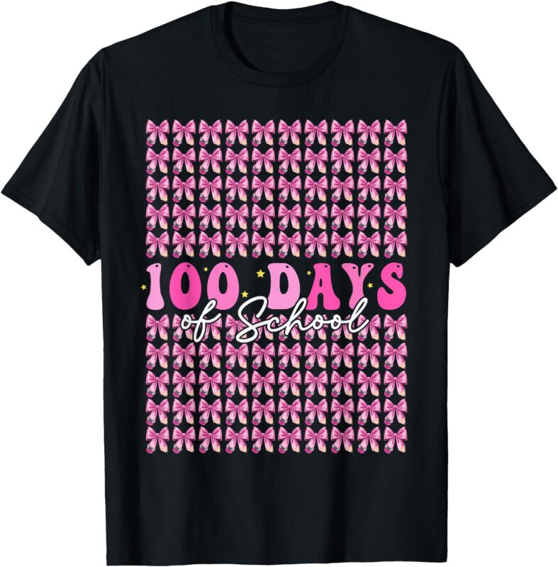 100 Days Of School Coquette Bow 100th Day of School Girls T-Shirt