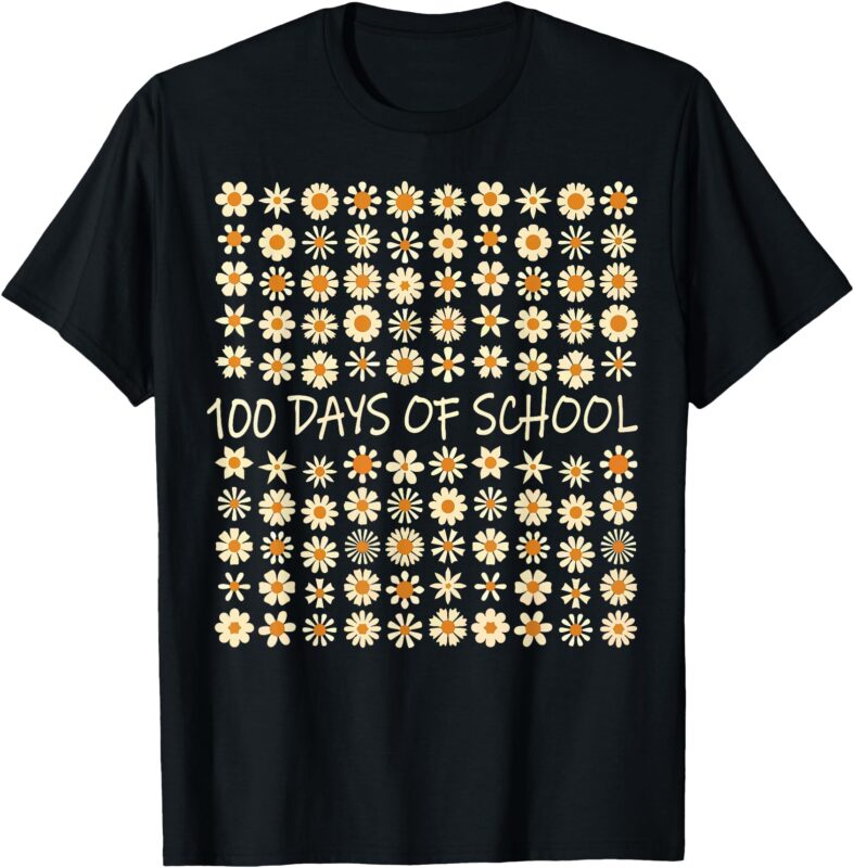 100 Days Of School Flowers Cute 100th Day Girls Kids T-Shirt