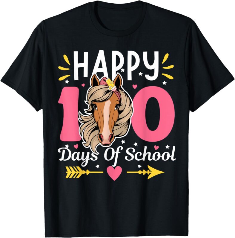 100 Days Of School Horse 100th Day Smarter Teacher Kids T-Shirt