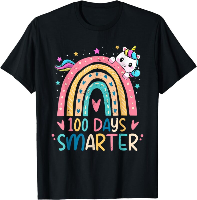100 Days Smarter Kids Girls Unicorn 100th Day Of School T-Shirt