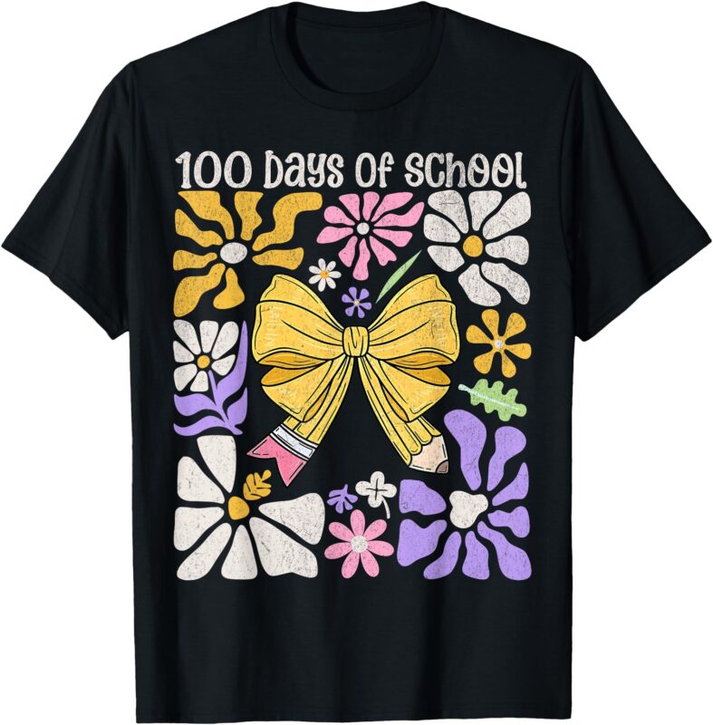 100 Days of School Coquette Teacher 100th Day Groovy Boho T-Shirt