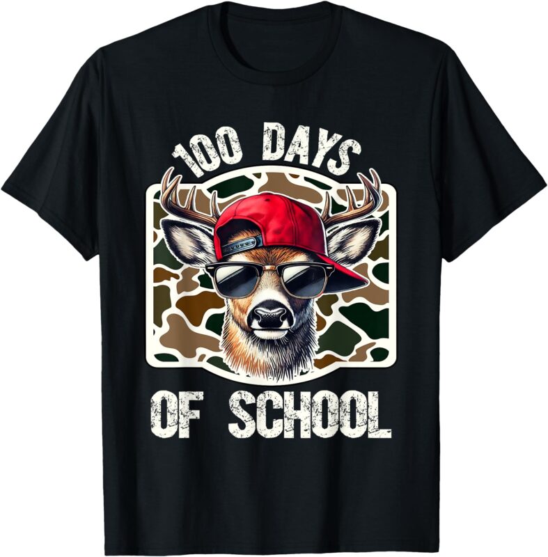 100 Days of School Deer Hunting Deer Camo Hunter T-Shirt