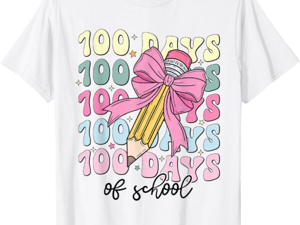 100 days of school girls coquette bow 100th day of school t-shirt