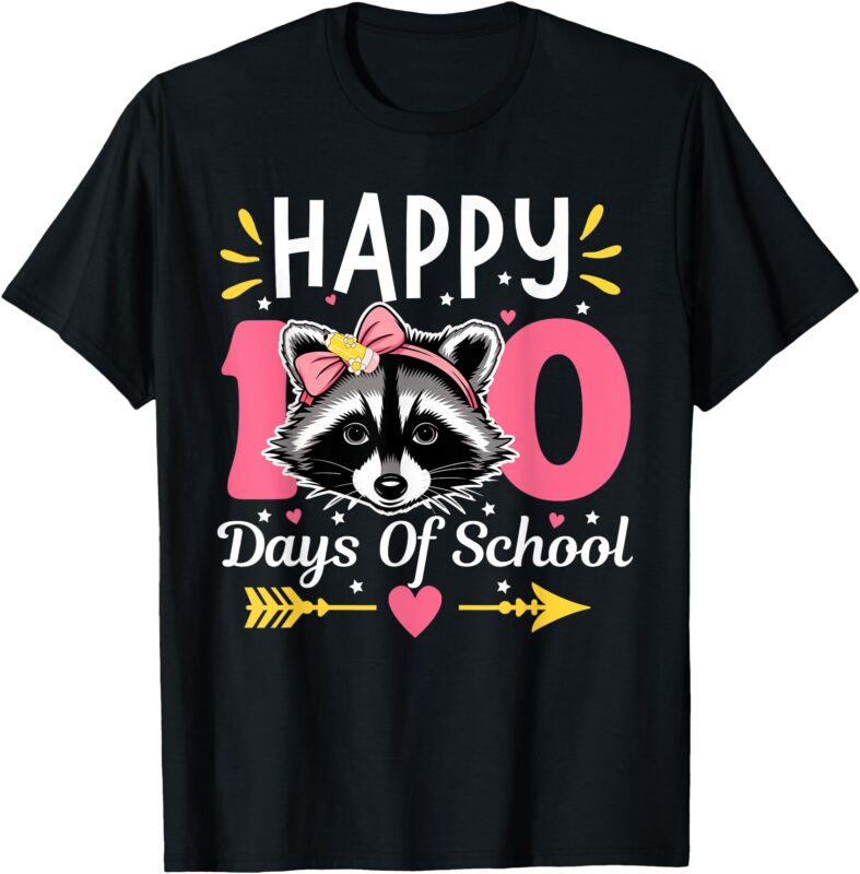 100Days Of School Raccoon 100th Day Smarter Teacher Kids T-Shirt