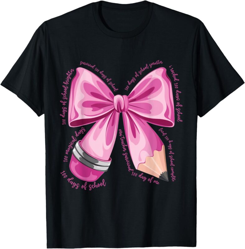 100th Day of School Coquette Bow 100 Days of Pre-K T-Shirt