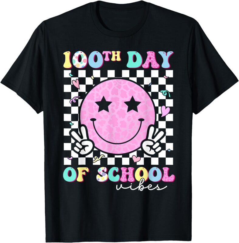 100th Day of School Vibes Cute Groovy 100 Days of School Kid T-Shirt