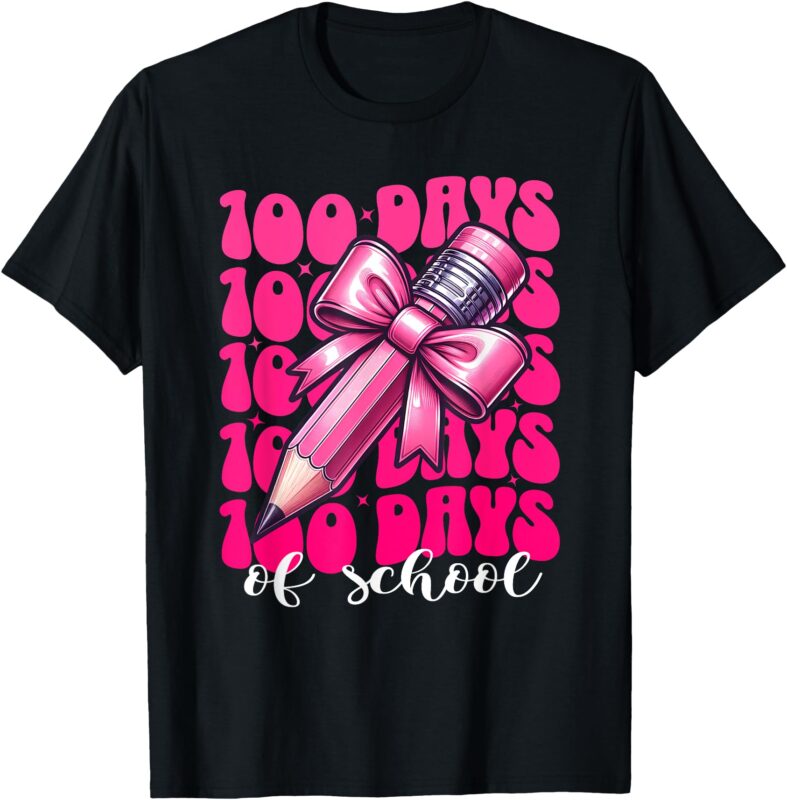100th Days Of School Girls Coquette Bow 100 Day of School T-Shirt