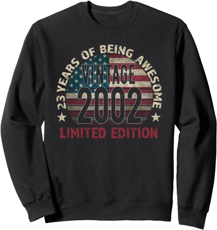 23th Birthday Gift men Vintage born 2002 turning 23 Year Old Sweatshirt