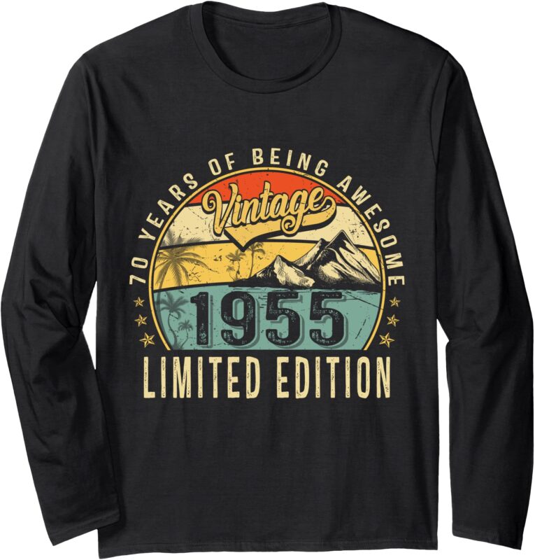 70 Years Old Gift Vintage 1955 70th Birthday Retro Men Women Long Sleeve T-Shirt