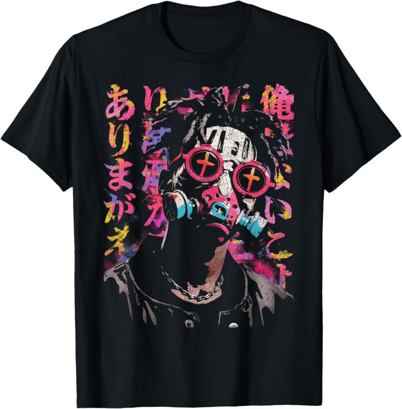 Afro Streetwear Black Cyberpunk Otaku Techwear Manga Anime T-Shirt