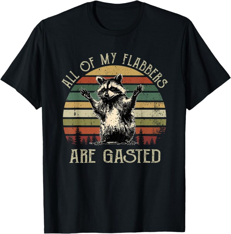 All Of My Flabbers Are Gasted Raccoon Meme Vintage Retro T-Shirt