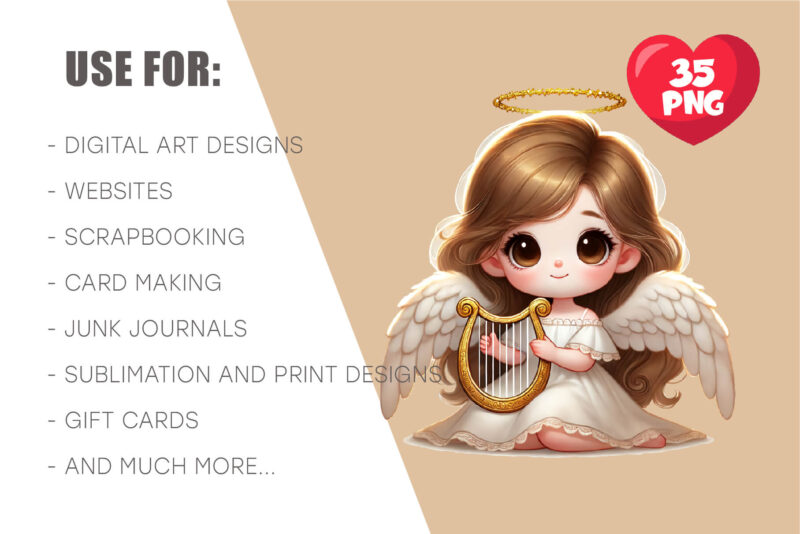 Angels Bundle. Clipart, PNG.