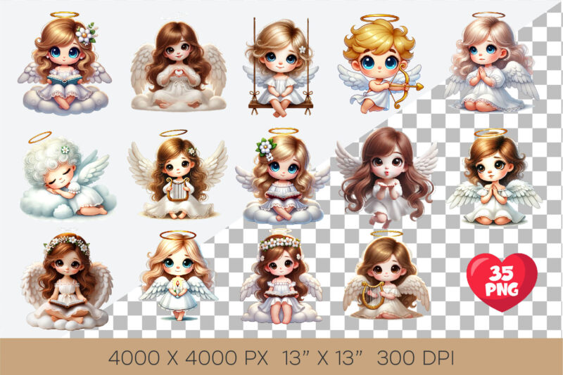 Angels Bundle. Clipart, PNG.