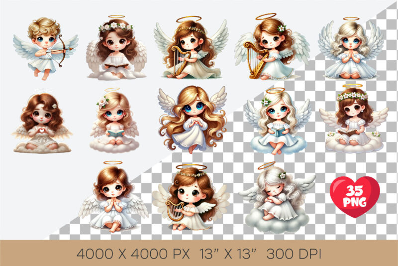 Angels Bundle. Clipart, PNG.