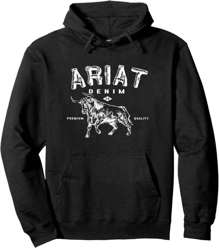Ariat Denim Bull, Western Flair, Vintage Inspired Tee Pullover Hoodie