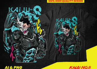 Anime kaiju no 8 shirt design, sublimation, dtf, dtg, anime manga, png, ai