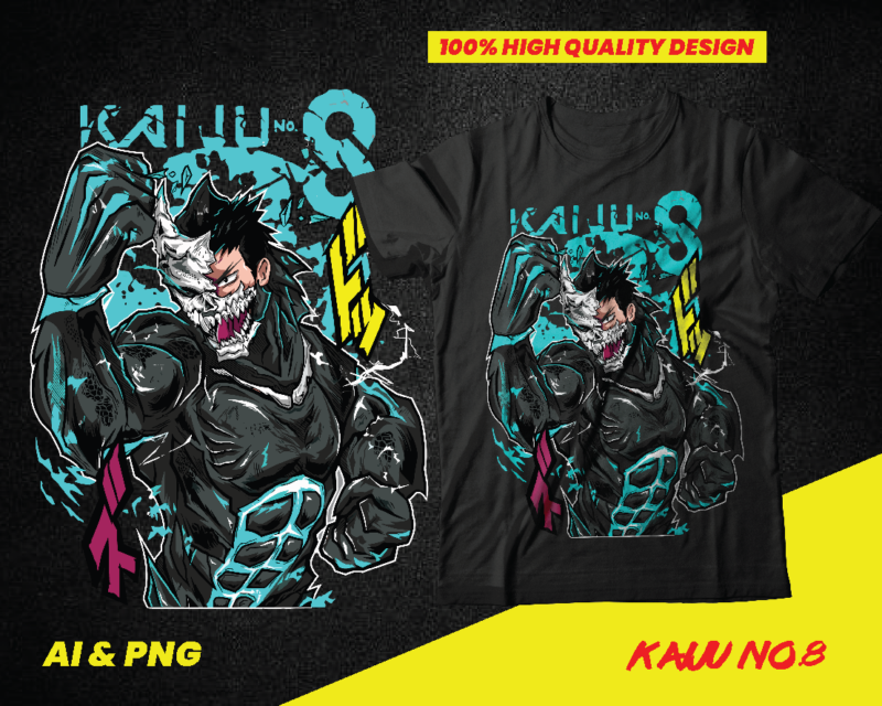 ANIME KAIJU NO 8 Shirt design, sublimation, dtf, dtg, anime manga, png, ai
