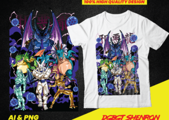 Anime dragon ball gt shenron shirt design, sublimation, dtf, dtg, anime manga, png, ai