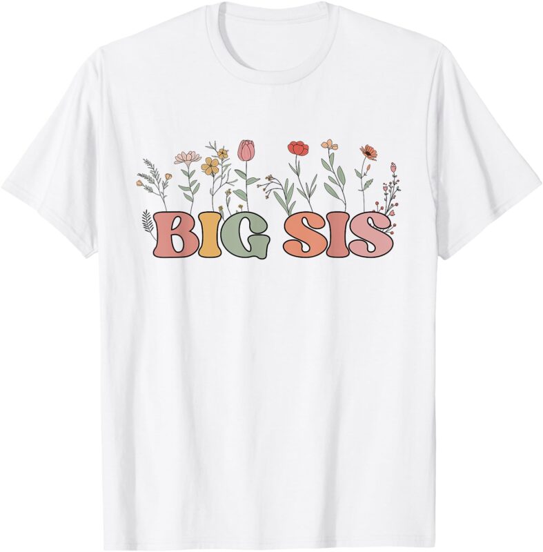 Big Sis Floral Baby Announcement Pregnancy Reveal Cute Boho T-Shirt