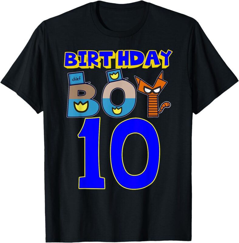 Birthday Boy 10 Dog Family Party Matching Man Kid T-Shirt