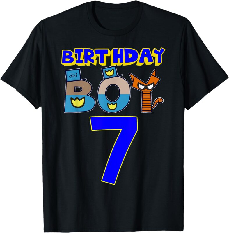 Birthday Boy 7 Dog Family Party Matching Man Kid T-Shirt