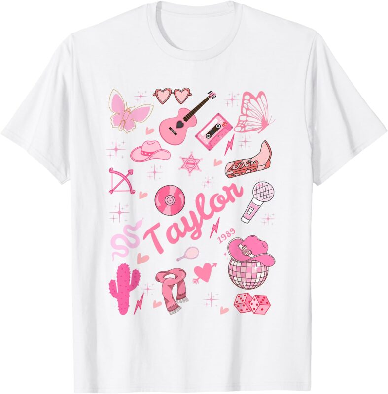 Birthday Girl Groovy Taylor First Name Personalized Heart T-Shirt