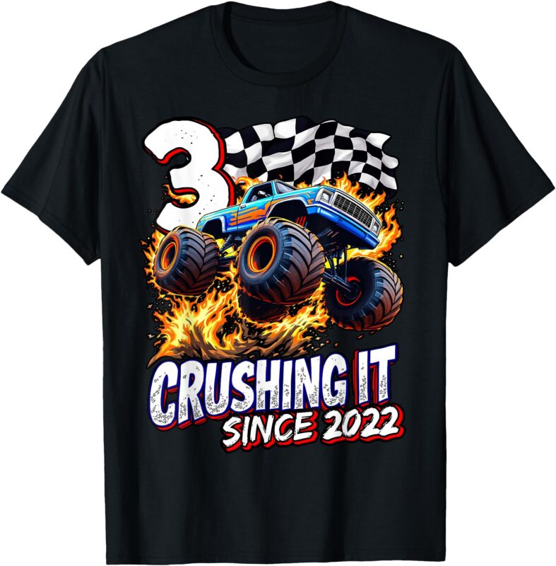 Birthday Monster Truck 3 year Old Boys 3rd Party Born 2022 T-Shirt